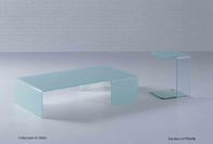 Il tavolino da salotto di vetro di rettangolo semplice, bianco ha piegato la mobilia di vetro delle Tabelle di estremità